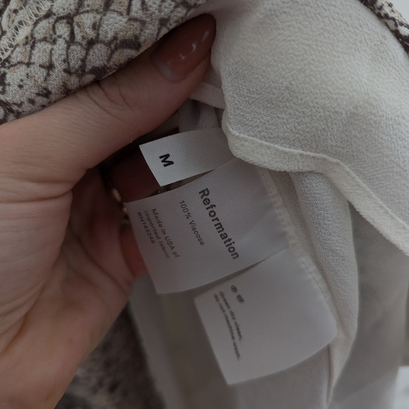 Reformation Tan Brown Cream Snakeskin Snake Print Python Monica Wrap Mini Dress - Picture 4 of 6